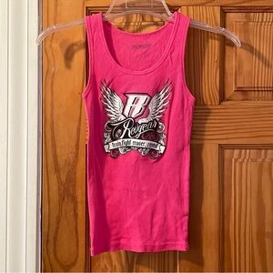 Women's Pink Graphic Ribbed Tank Top